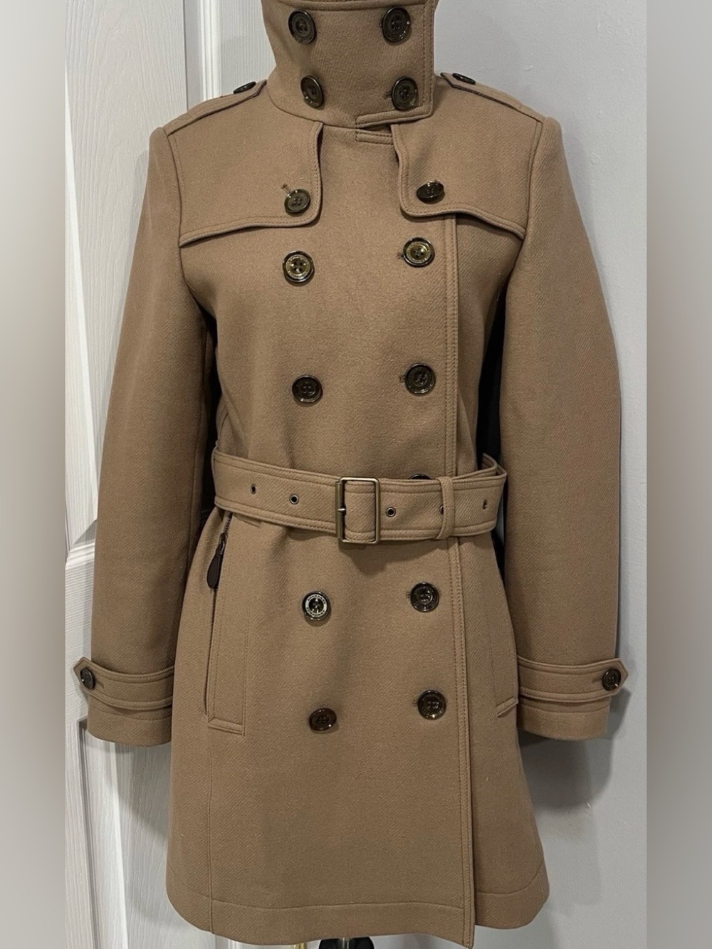 BURBERRY DAYLESMOORE VIRGIN WOOL CASHMERE TRENCH COAT SIZE 6 - Picture 3 of 15